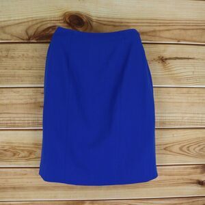 Liz Claiborne Pencil Skirt Womens‎ Size 6 Navy Blue 100% Wool Zipper Lined Slits